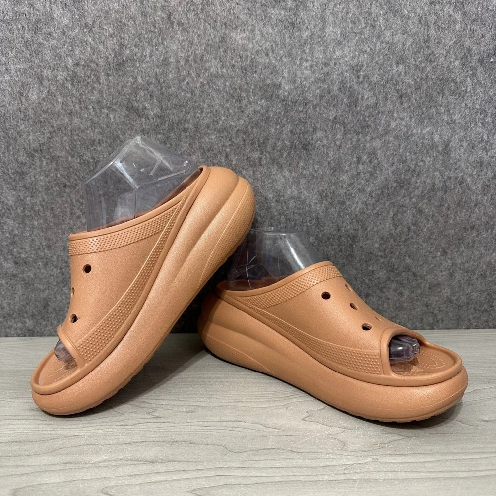 Crocs Classic Crush‎ Slide Women's Sz 9 Men's Sz 7 Bone Platform Sandals
